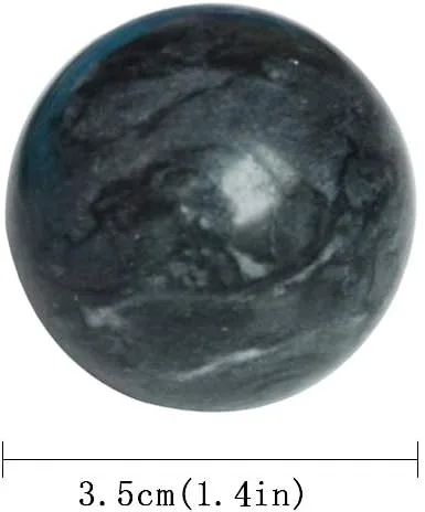 Miniatura 2 de Bolas de mano naturales de mármol chino de 1.4 in, bolas de estrés para ejercicio de salud negro y gris