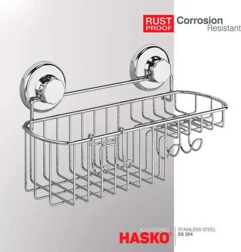 Miniatura 3 de HASKO - Estante de ducha con ventosa, estante de ducha con jabonera y organizador de ganchos, estante de baño de succión para almacenamiento, cesta