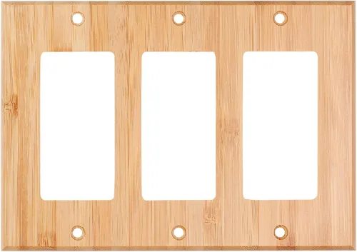 Miniatura 9 de Cubierta decorativa para interruptor de luz de madera cruda, placa de pared doble basculante de 4.5 x 4.5 pulgadas, cubierta de placa de interruptor