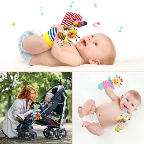 Miniatura 6 de Sonajero colgante para bebé, sonajero de muñeca, calcetín sonajero buscador de pies, juguete de sonajero de manos y pies, regalo para recién