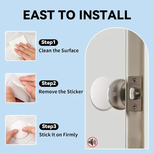 Miniatura 3 de JULBEAR Tope de Puerta Protector de Pared, 12 Piezas Topes de Perilla de Puerta Protector de Pared con Fuerte Adhesivo Trasero, Silencioso, Absorbe
