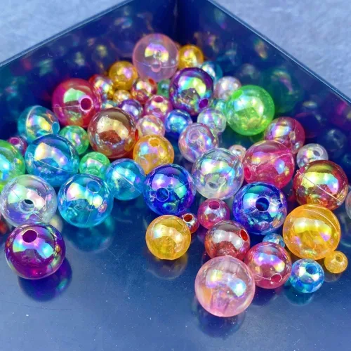 Miniatura 4 de 1000 piezas de cuentas redondas de acrílico de 6 mm, colores AB, cuentas espaciadoras redondas para aretes, pulseras, collares, llaveros, joyería