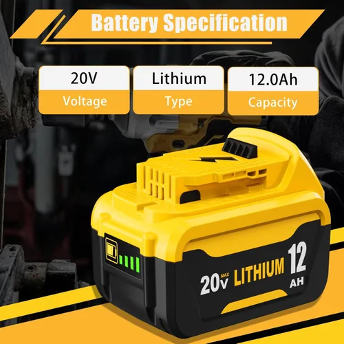 Miniatura 2 de 2 Pack 12.0Ah Extended Runtime Lithium Battery Replacement for Dewalt 20V Max Battery Compatible with Dewalt 20 Volt Battery DCB206 DCB207 DCB204