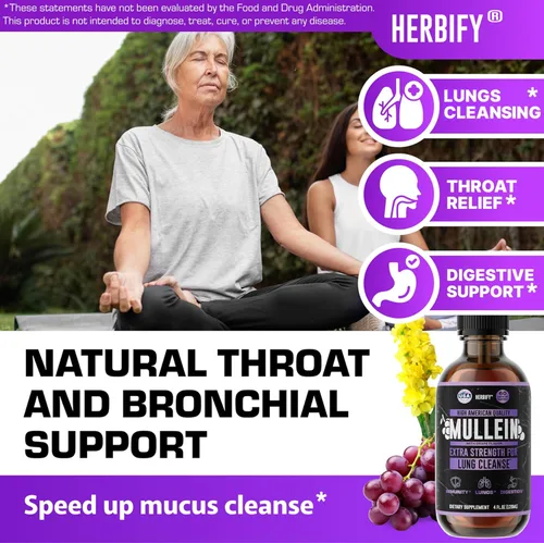 Miniatura 4 de HERBIFY Gotas de Gordolobo - Limpieza Pulmonar - Extracto de Hojas - Poderoso Gordolobo para Apoyo Inmune, Desintoxicación y Apoyo Respiratorio