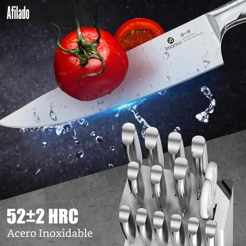 Miniatura 4 de imarku® Juego de Cuchillos, Acero Inoxidable HC Japonés, Juego de Cuchillos de Cocina de 15 Piezas con Bloque con Afilador Integrado, Juego
