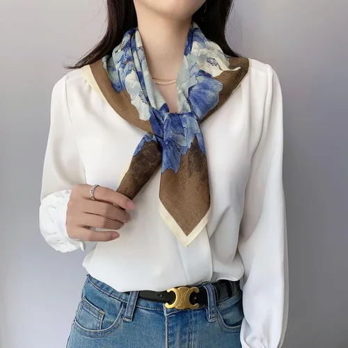 Miniatura 3 de K-Elewon Bufanda cuadrada mediana para mujer, bufanda para la cabeza, bufanda para el cuello, bufanda para el cabello, pañuelo para dormir, bufandas