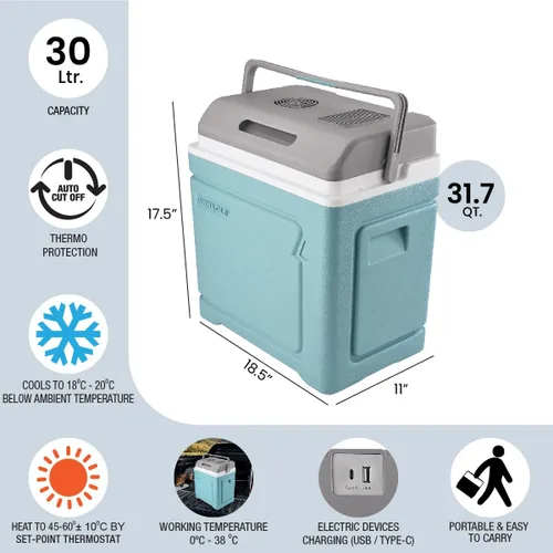 Miniatura 3 de Pinnacle Thermoware - Enfriador eléctrico grande de 30 litros para bebidas frías y calientes y alimentos - Enfriador de viaje de 12 V