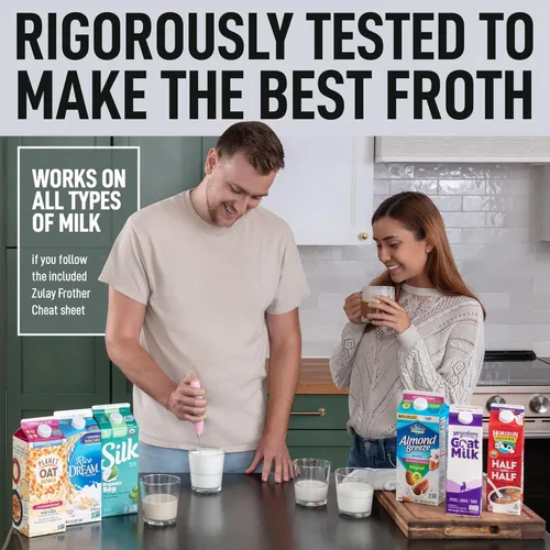 Miniatura 6 de Zulay Milk Boss Espumador de leche potente manual, hace espuma para latte, batidor para mezclar bebidas, café, miniespumador para capuchino, frappé