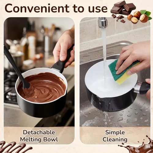 Miniatura 4 de ROCEEI Máquina eléctrica de fusión de chocolate con espátula de silicona, derretidor de dulces con control de temperatura ajustable, cuenco