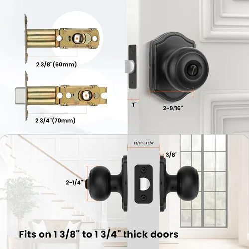 Miniatura 7 de Haidms Pomos negros para puerta interior, pomos de puerta interiores de privacidad, pomos de puerta interiores negros mate para dormitorio o baño
