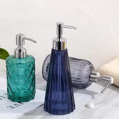 Miniatura 6 de YunNasi Dispensador de jabón con bomba, dispensador de jabón líquido recargable para encimera de baño, fregadero de cocina (azul)