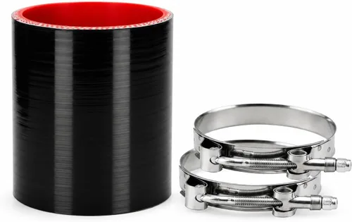 Ucreative - Acoplador de manguera de silicona recta ID: 2.5" (63mm) de alta temperatura de 4 capas con abrazadera de perno en T