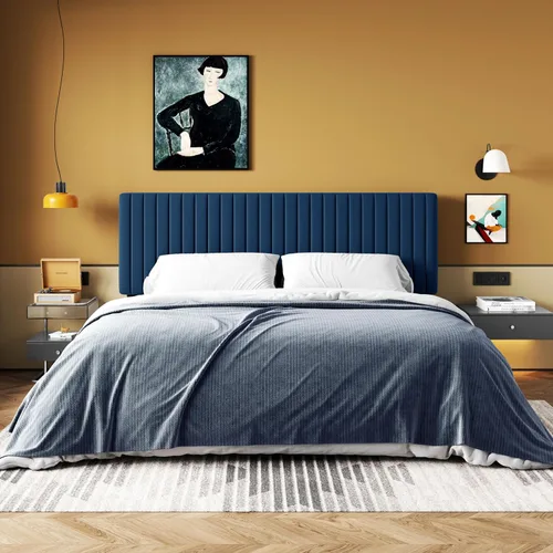 Miniatura 12 de HOOMIC Twin Bed Frame, Velvet Upholstered Platform Bed with Adjustable Vertical Channel Tufted Headboard, Mattress Foundation with Strong Wooden