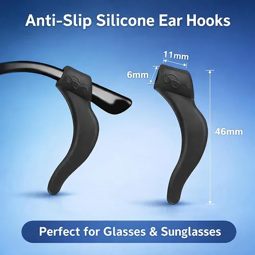 Miniatura 2 de 20 pares de empuñaduras para lentes, soporte antideslizante, cojín de silicona suave para orejas, retenedor de manga, ganchos para deportes, lentes