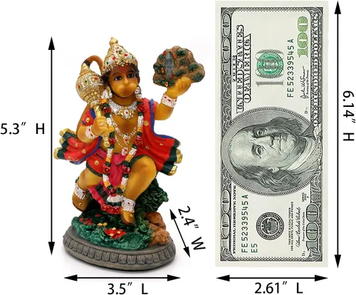 Miniatura 5 de alikiki Estatua hindú de Dios volador Hanuman – 5.3 pulgadas de alto, Lord Hanuman, regalo indio perfecto para Diwali, Navratri, Dussehra