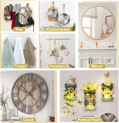 Miniatura 6 de MAPVOLUT 90 piezas de clavos para colgar cuadros, 3 tamaños de clavos decorativos de pared para colgar marcos de cuadros, kit de herramientas