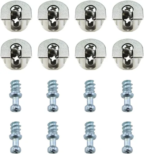Soporte de estante tipo tornillo de forma semicircular Pin RLECS 8PCS 0.787x0.866 in Rosca Cam Lock Aleación Soporte Perno para Armario Muebles