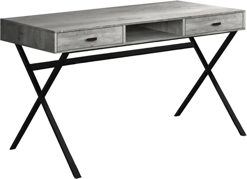 Monarch Specialties Mesa para laptop con cajones y estante abierto, escritorio de escritura, patas resistentes de metal, 48 pulgadas de largo,