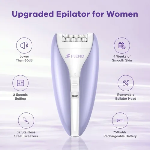 Miniatura 3 de Depiladora para mujer, dispositivo de depilación facial silencioso, tecnología de deslizamiento suave, 2 velocidades y 36 pinzas, depiladora suave