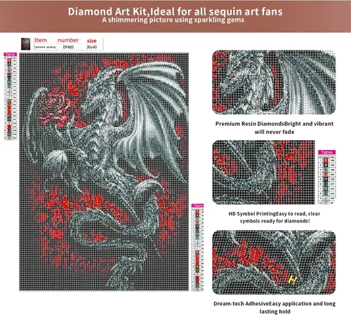 Miniatura 2 de FORLAND Kits de pintura de diamante de dragón para adultos principiantes – 5D DIY Kit de diamantes de taladro completo para manualidades de pintura