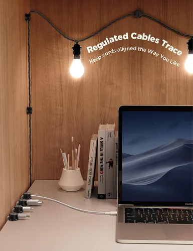 Miniatura 3 de JOYROOM - Paquete de 9 soportes magnéticos para cables ocultadores de cables adhesivos, organizador de cables para escritorio, mesita de noche, mesa