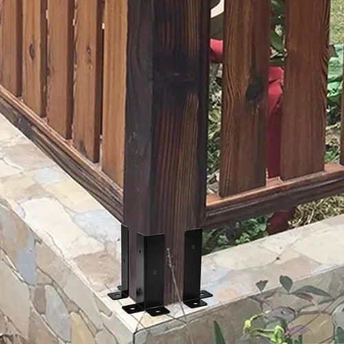 Miniatura 5 de Juego de 4 soportes de base ajustables, juego de 4 soportes de anclaje negros reversibles resistentes para buzón de barandilla de 1.5 x 1.5, 2 x 2
