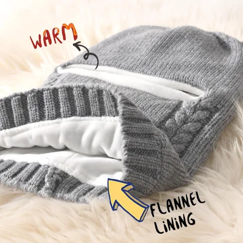 Miniatura 5 de Camptrace Conjunto de bufanda y gorro de invierno para bebés y niños con forro polar y capucha