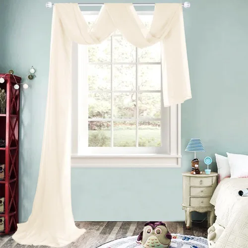Miniatura 16 de HUTO Cenefas de cortina de gasa transparente blanca para habitación de niñas, bufandas de gasa suave para boda, fiesta, toldo, cama, 216 extra largas