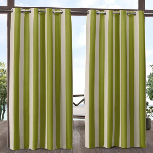 Exclusive Home Canopy Stripe - Panel de cortina con ojales superior a rayas para interiores/exteriores, 54"x84", Kiwi / Sand, Juego de 2 Kiwi / Arena