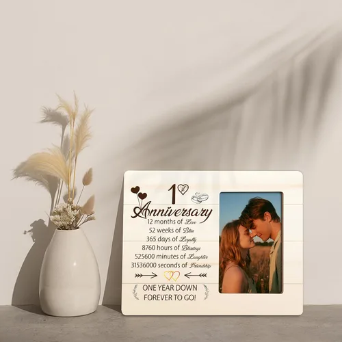 Miniatura 3 de Marco de fotos de 1er aniversario para pareja, aniversario de 1 año, boda, San Valentín, regalos para él y ella, marcos para fotos de 4 x 6 pulgadas