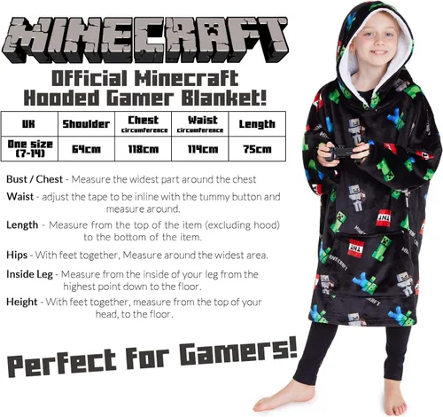 Miniatura 2 de Minecraft Manta de gran tamaño con capucha para niños, manta de forro polar para niños y adolescentes