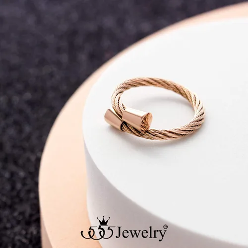 Miniatura 3 de 555Jewelry Anillo abierto ajustable de acero inoxidable para mujeres y niñas