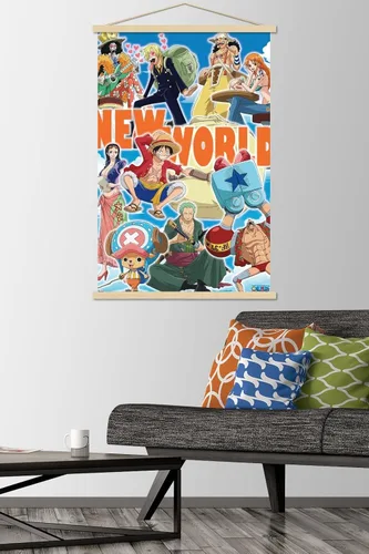 Miniatura 2 de Trends International One Piece - Póster de pared New World, 22.37 x 34.00 pulgadas, paquete de impresión premium y colgador de madera de haya