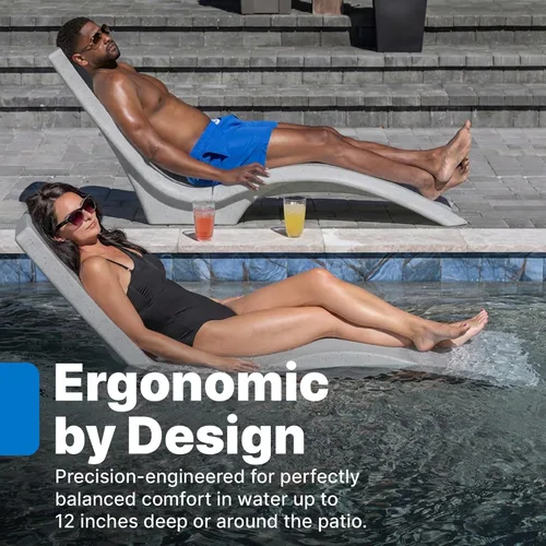 Miniatura 4 de Step2 Vero Pool Lounger, in-Pool Chaise Lounge Chair for Tanning Ledges up to 12 in, Outdoor Patio Chair, Weighted, Grey w/Speck