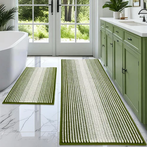 Miniatura 87 de BSICPRO Juegos de Alfombras y Tapetes para Baño, Juego de Alfombra de Baño de Felpilla Gruesa Absorbente de 2 Piezas Antideslizante, Tapetes Suaves