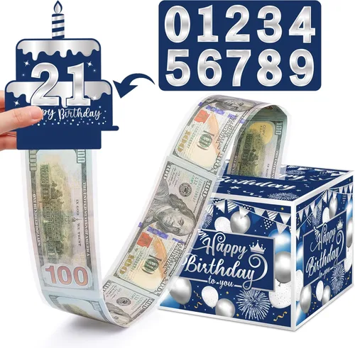 Miniatura 20 de Caja de dinero de cumpleaños para regalo en efectivo, cajas de regalo sorpresa para dinero, caja de dinero con tarjeta de feliz cumpleaños extraíble