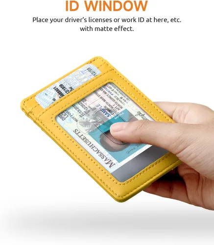 Miniatura 83 de Buffway Billetera delgada para hombre, minimalista con bolsillo frontal delgado, tarjetero de cuero con bloqueo RFID para viajes de trabajo
