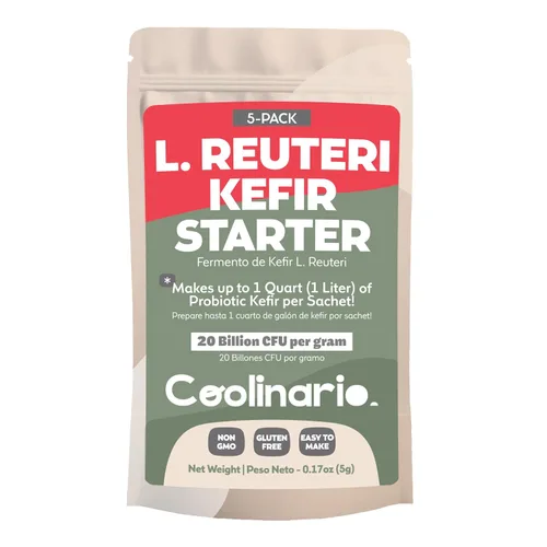 Miniatura 11 de Coolinario L Reuteri Kefir Starter Powder (paquete de 10, bolsitas de 0.05 onzas), cultivos de kéfir vivo con probióticos Lactobacillus Reuteri