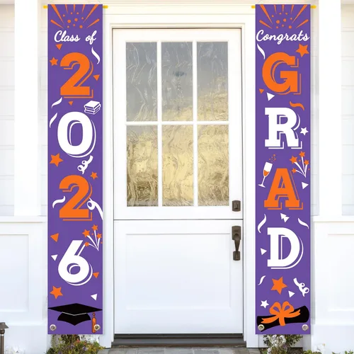 Miniatura 15 de Cartel de graduación para porche, letrero de clase, banderas colgantes de felicitaciones, escuela secundaria, universidad, fiesta, decoración