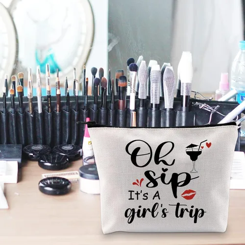 Miniatura 7 de POFULL Regalo de vacaciones para niñas, regalo de viaje, Oh Sip It's a Girl, bolsa de cosméticos para niñas, regalo de viaje para niñas, Viaje