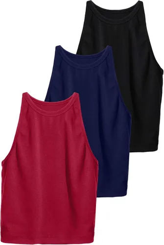 Miniatura 7 de 3 piezas de camisetas cortas con espalda cruzada para mujer, camisetas cortas de entrenamiento de algodón para mujeres y niñas