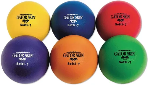S&S Worldwide Gator Skin Softi-7 bolas. Bolas recubiertas de poliuretano de 7 pulgadas de colores surtidos con núcleo de espuma suave, seguro para