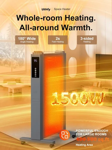 Miniatura 2 de Uthfy Calentadores de espacio de 1500 W para uso en interiores, calentadores de convección de 35 pulgadas para uso en interiores, calefacción de 3