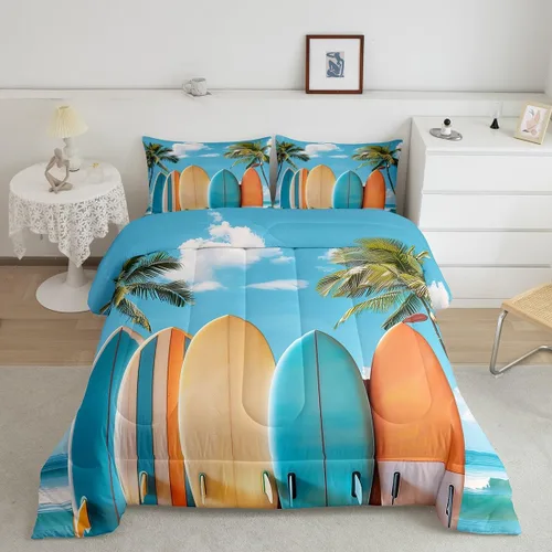 Miniatura 17 de Erosebridal Blue Ocean - Juego de edredón tamaño individual Juego de ropa de cama de ballena delfín y tortuga marina para niños y niñas, juego