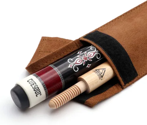 Miniatura 7 de Taco de billar Carom de 3 cojines, color rojo, 56 pulgadas, peso 18 onzas, sistema de juntas de madera