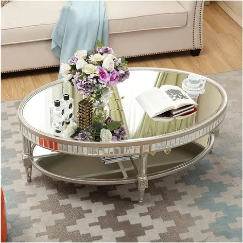 Miniatura 8 de Mesa de té para sala de estar, mesas de café ovaladas para sala de estar, mesa de centro de 43.3/47.2/51.1 pulgadas con parte superior de espejo