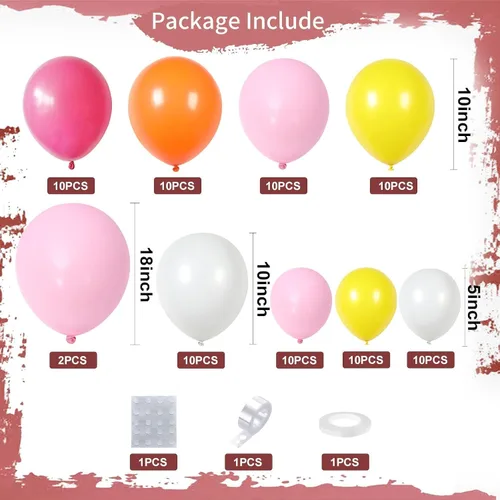 Miniatura 2 de Kit de arco de guirnalda de globos rosados, kit de arco de globos de color rosa, amarillo y naranja, globos de látex para fiesta de cumpleaños, baby