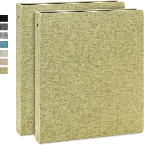 Miniatura 20 de Vienrose Carpeta de 3 anillos redondos de 1 pulgada con cubierta de tela de lino, se adapta a papel de 8.5 x 11 pulgadas, organizador duradero