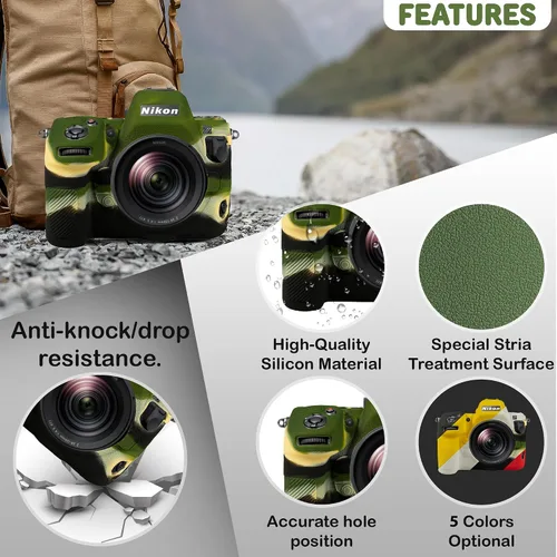 Miniatura 2 de Nikon Z8 - Funda protectora de goma de silicona para cámara, compatible con Nikon Z8 (verde militar)