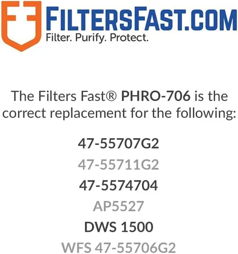 Miniatura 2 de PureH2O PHRO-706 - Repuesto compatible con cartucho de filtro de agua de carbono Aqua-Pure AP5527, paquete de 2